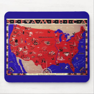 Vintage Antique Karte Vereinigte Staaten von Ameri Mousepad