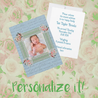 Vintage Antique Lettering Photo Baby Faire-part