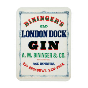 Vintage-Anzeige für Bininger's Old London Dock Gin Magnet