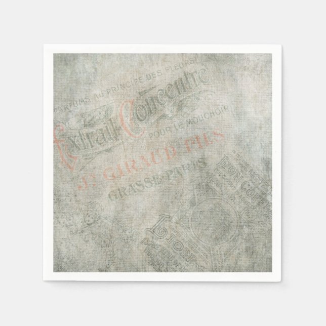 Vintage Anzeigenkollektion für Paris Serviette (Vorderseite)
