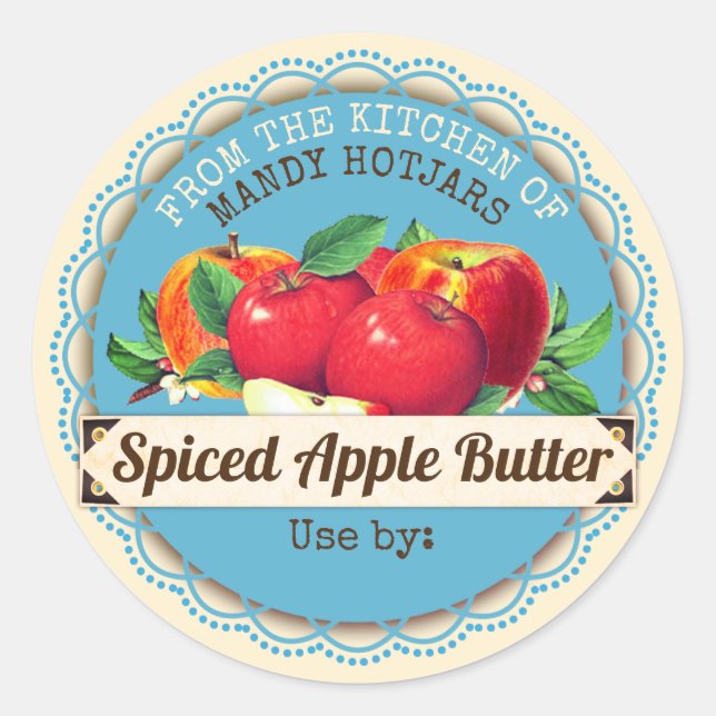 Vintage Äpfel aus der Küche Runder Aufkleber (Vorderseite)
