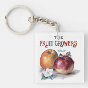 Vintage Äpfel mit Blume Die Obstbauern Schlüsselanhänger