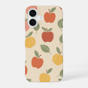Vintage Apfel- und Pfirsichmuster iPhone 16 Hülle