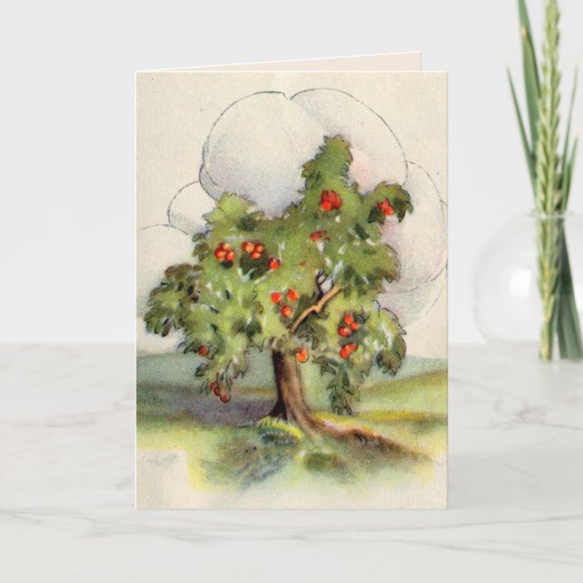Vintage Apfelbaum Karte (Vorderseite)