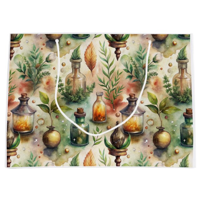 Vintage Apothekarflaschen Muster (1) Große Geschenktüte (Vorderseite)