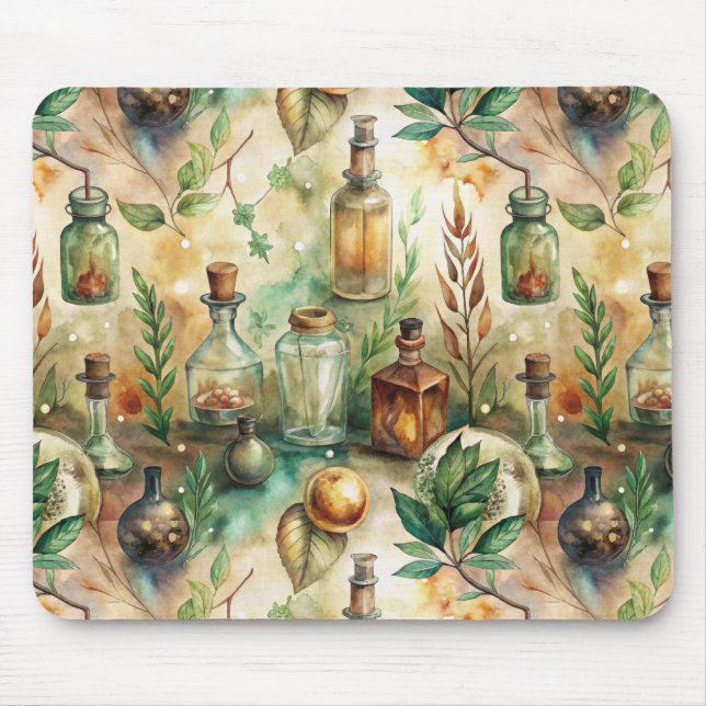 Vintage Apothekarflaschen Muster (2) Mousepad (Vorne)