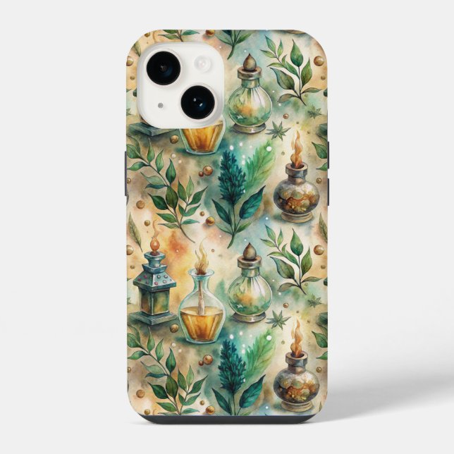 Vintage Apothekarflaschen Muster (4) iPhone 14 Hülle (Rückseite)