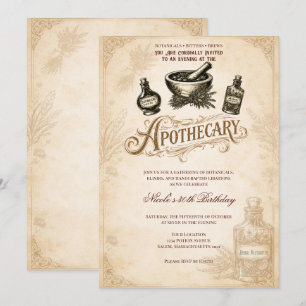 Vintage-Apotheke-Kräuter-Geburtstagsfeier oder -Ve Einladung