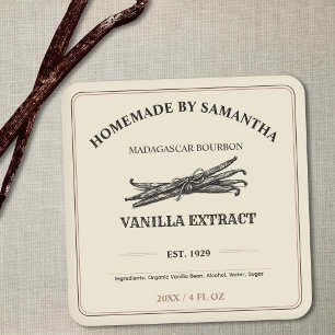 Vintage-Apotheker-Vanille-Extrakt-Etikett-Aufklebe Quadratischer Aufkleber