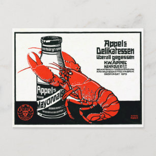 Vintage-Appel-Mayonnaise-Werbung Hummer Postkarte