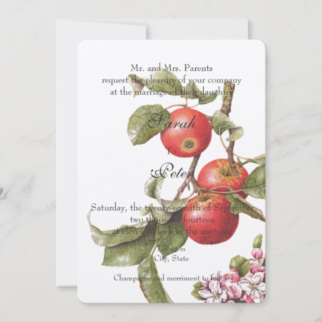 Vintage Apple Blossom-Einladung Einladung (Vorderseite)