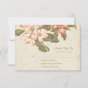 Vintage Apple Blossom Wedding RSVP Card Karte