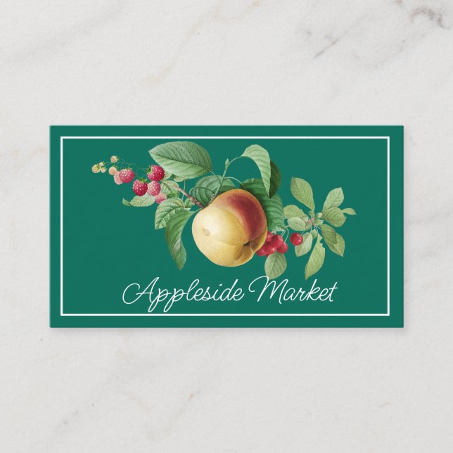 Vintage Apple- und Berry-Stem-Visitenkarte Visitenkarte (Vorderseite)