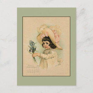Vintage April 1891 schöne Kinderzeichnung Postkarte