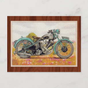Vintage Aqua Blau Motorrad Druck Postkarte
