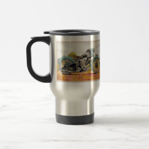 Vintage Aqua Blau Motorrad Druck Reisebecher