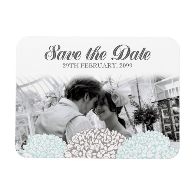 Vintage Aqua-Blume Save the Date Flexible Magnet (Horizontal)