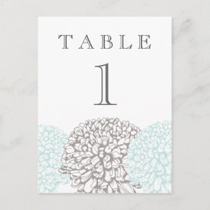 Vintage Aqua Blume Suite Tischnummer Postkarte