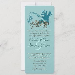 Vintage Aqua Love Bird Hochzeit Einladung