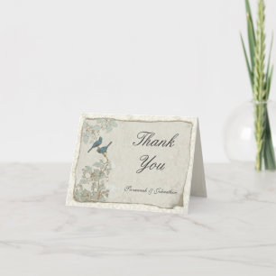 Vintage Aquamarine Birds Perchask Damask Danke Kar