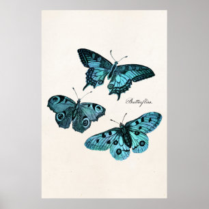 Vintage aquamarine blaue poster