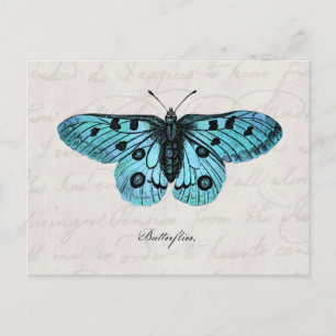 Vintage aquamarine blaue postkarte