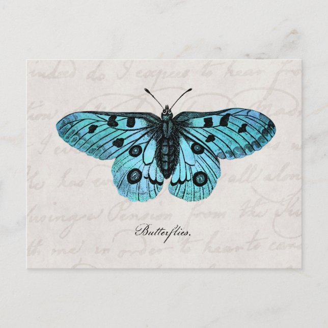 Vintage aquamarine blaue postkarte (Vorderseite)