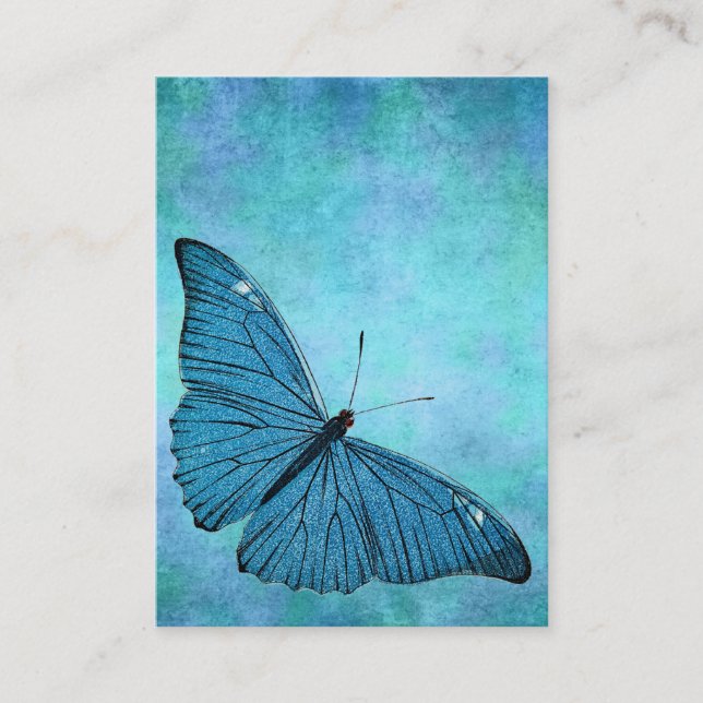 Vintage aquamarine blaue Schmetterling 1800s Visitenkarte (Vorderseite)