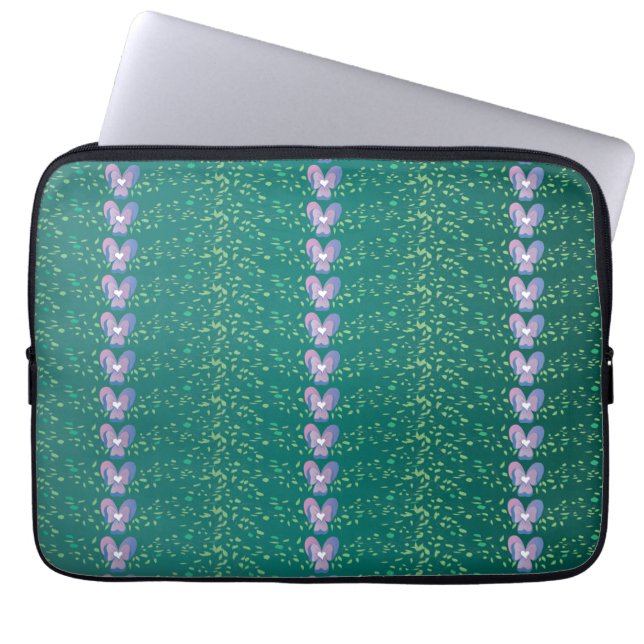 Vintage Aquamarine Blumenmuster Laptopschutzhülle (Vorderseite)