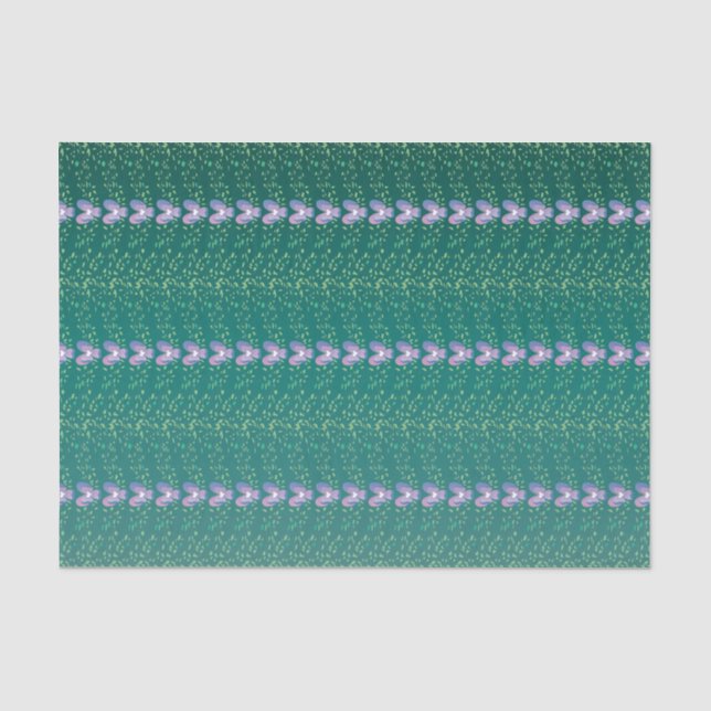 Vintage Aquamarine Blumenmuster Seidenpapier (Vorderseite)