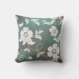 Vintage Aquamarine Creme-Blume Kissen