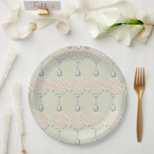 Vintage aquamarine Kristall-Creme Pappteller