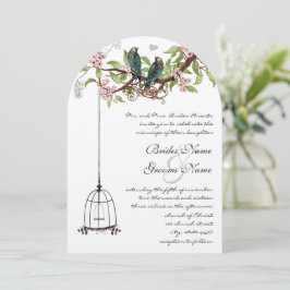 Vintage Aquamarine Liebesgeburten Birdcage & rosa Einladung