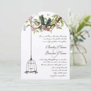 Vintage Aquamarine Liebesgeburten Birdcage & rosa  Einladung