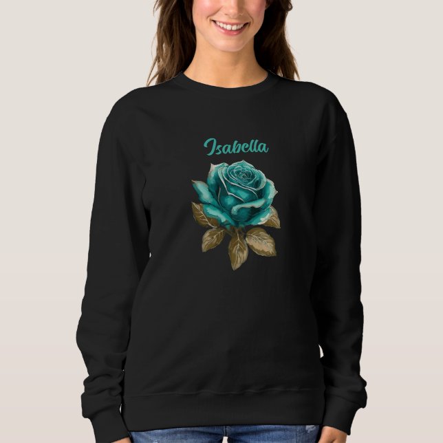 Vintage Aquamarine Rose Sweatshirt (Vorderseite)