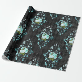 Vintage Aquamarine Rose und Schwarzes Harlequin-Mu Geschenkpapier