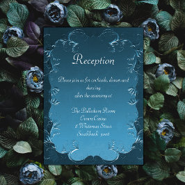 Vintage Aquamarine Schnörkel Eleganter Hochzeitsta Begleitkarte