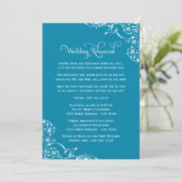Vintage Aquamarine Scrolls Hochzeit Probe und Aben Einladung