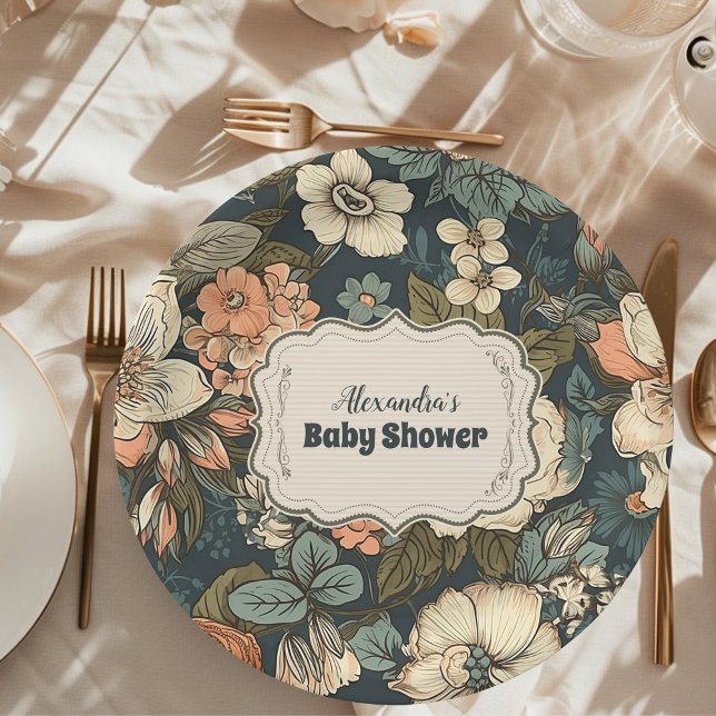 Vintage Aquarell Blume Kinderdusche Pappteller (Von Creator hochgeladen)