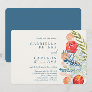 Vintage-Aquarell-Blumen Boho-Gartenhochzeit Einladung