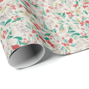 Vintage-Aquarell-Blumen Winterwiese (Creme) Geschenkpapier