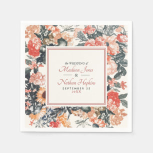 Vintage Aquarell Florale Hochzeit  Serviette