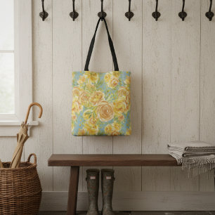 Vintage-Aquarell-Gelbes-Rosenmuster Tasche
