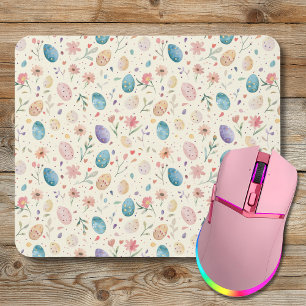 Vintage-Aquarell-Osterblumen-Blätter-Eier Mousepad