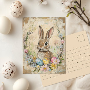 Vintage-Aquarell-Osterhase-Blumeneier Postkarte