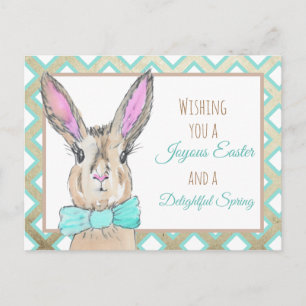 Vintage-Aquarell-Osterhase Kaninchen Postkarte