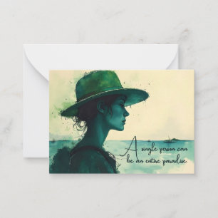 Vintage-Aquarell-Porträt Frau am Meer Zitat Mitteilungskarte