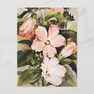 Vintage-Aquarell-Rosen-Malve Wildblumen Postkarte
