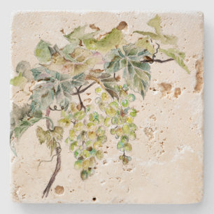 Vintage-Aquarell-Weinrebe Steinuntersetzer