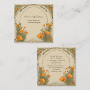Vintage Aquarellblume Quadratische Visitenkarte